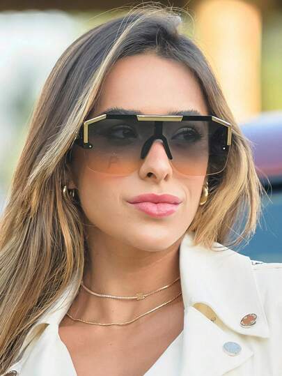 1副大框休闲金色金属配饰太阳镜，粉色镀膜镜片，涂鸦扎染波西米亚复古派对可爱街头优雅PC（聚碳酸酯）铆钉经典小框高品质重金属装饰太阳镜，女士款，90年代复古经典UV防护黑色玳瑁眼镜，沙滩派对假日太阳镜，圣诞节冬季圣诞礼物