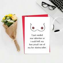 1PC Funny Sobriety Card, Sober Recovery Card, How Proud I Am Of You For Staying Sober Card, Envelope Included - 4-Color Envelope - Multicolor - View 4