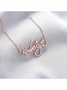 Customized Stainless Steel Necklace, Fashion Personalized Name Necklace, Heart-Shaped Name Necklace, Elegant Stainless Steel Nameplate Pendant Necklace, Daily Accessories Jewelry, Suitable For Valentine's Day, Mother's Day Gifts - English Only, Groomsmen Gifts, Wedding Items, Bridesmaid Gifts