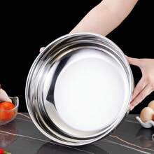1pc Stainless Steel Knead Into Dough Pot, Plus Deep And Large Capacity Kneading Bowl, Multifunctional Vegetable Washing Pot, Soup Pot,School Supplies