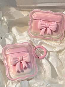 Cute AirPods Pro 2/1 Generation Clear Case, Girly 3D Bowknot Design Soft TPU Shockproof Kawaii Apple IPod Pro 2/1 Generation Protective Case, Keychain Girl 2023/2022/2019 - Pink - Multicolor - View 7