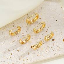 Trios Kit With Three Rounded And Smooth Rings Without Stones 18k Gold Plated 925 Silver Women's - Vàng - Xem 2