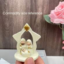 1pc Home & Tabletop Ornament, Nativity Scene Sculpture Decoration For And Easter, Handcrafted Resin Faux Wood Carving Artwork Best Gifts Birthday Home Decor Christmas Decorations Room Decor Christmas - Beige - View 11