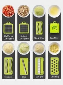 16pcs Multifunctional Kitchen Mesh Grater Set - Vegetable Slicer, Fruit Slicer, Onion Chopper, Potato Grater, Interchangeable Blades, Manual Food Shredder With Container - Great For Home Cooking, Meal Prep And Kitchen Organization, Convenient For Making Salads, Kitchen Tool