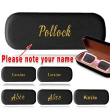 Custom Name PU Hard Shell Glasses Case Scratch-Resistant Eyewear Organizer Shockproof Sunglasses Myopia Glasses Storage Box Unisex Protective Cover Fashionable Design For Travel Outdoor Use Gift For Christmas - Black - View 7