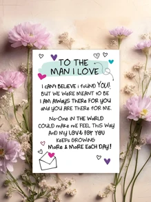 1pc Valentine's Day Love Greeting Card For Him, Romantic Paper Card With Envelope, Expressive Love Note For Valentine's Occasion, Sweet Sentimental Message For Beloved Man - Multicolor - View 3