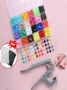 240pcs Plastic Snap Button Kit, Includes Snap Pliers, T5 No-Sew Snaps & Storage Box, 24 Colors, Suitable For Sewing, Clothing, DIY Crafts, Bags, Diapers, Bibs, Raincoats, Etc.