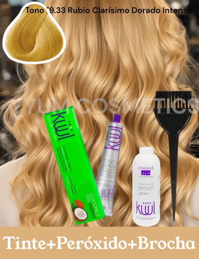 Kit brocha y tinte KÜÜL - Color System Tinte para Cabello Permanente Color System 90ml en Crema con Aceite de Coco y Colágeno, Prolonga la Intensidad del Color, Aporta Hidratación, Brillo y Sedosidad