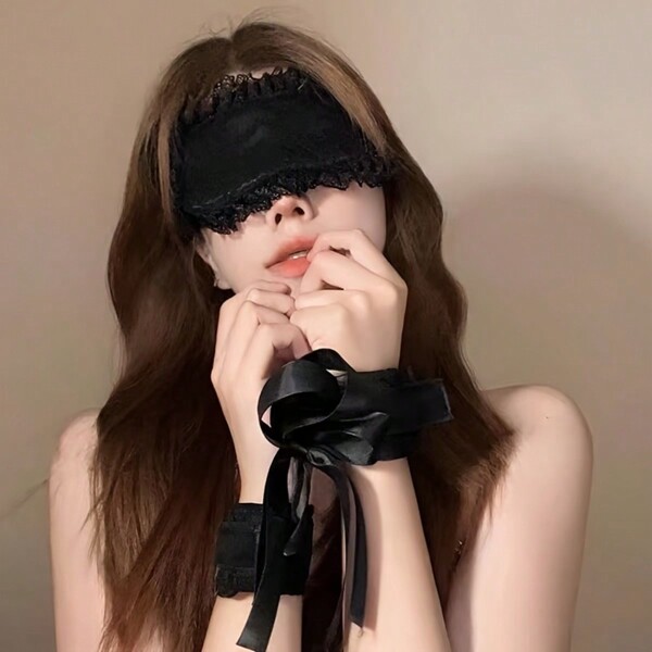Maid Style Sexy Black Lace Eye Mask, Comfortable & Soft, 2 Colors - Perfect For Couples & Sensual Play Sexy Lingerie Accessories
