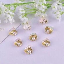 5pcs Marine Style 3D Pearl Encrusted Shell Zinc Alloy Pendant, DIY Earrings Necklace Charms Accessories