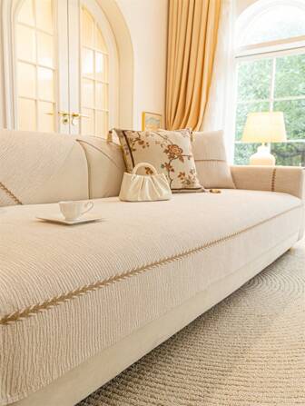 1件雪尼尔提花沙发垫，轻奢简约时尚沙发套，防滑、防尘、防猫抓，保护沙发，适合四季使用，适用于卧室、客厅、书房。