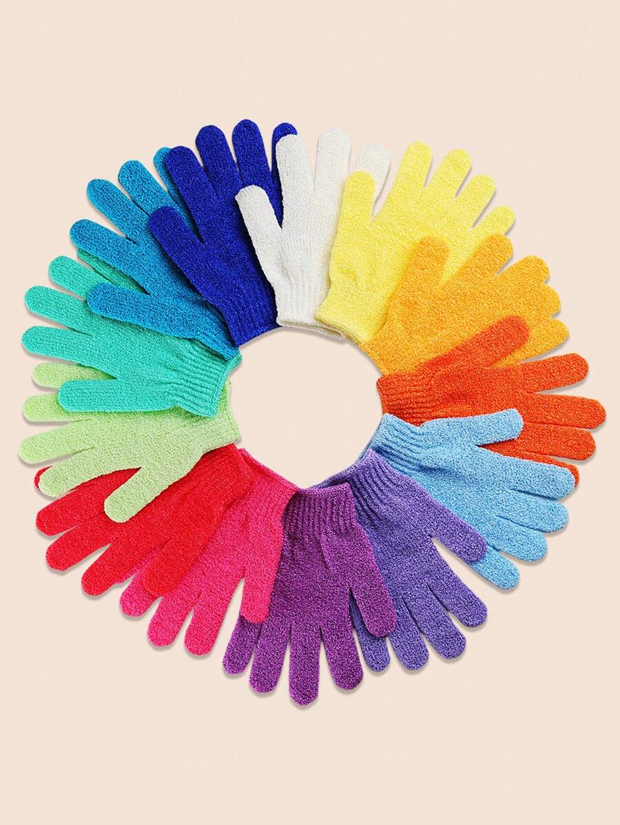 6/10/20 Pcs Random Color Exfoliating Bath Gloves, Double-Sided Scrubber Gloves, Shower Gloves, Body Massage Cleaning Gloves