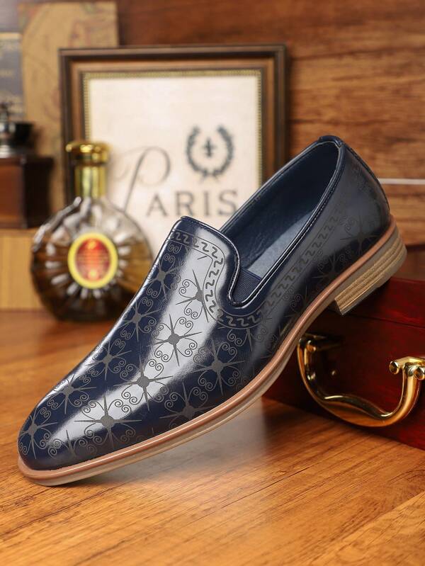 Men's New Arrival England Pattern Leather Dress Shoes, Korean Fashion Pointed Toe Business Formal Shoes