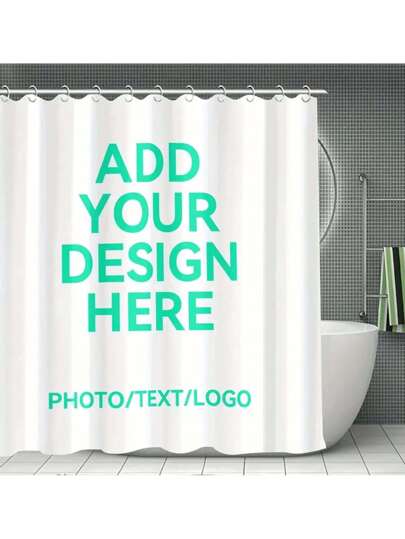 1pc Customizable Modern Stylish Shower Curtain With 12 Hooks - Waterproof Polyester Washable, Personalized Based On Your Own Design - Fits Any Bathroom Decor Shower Privacy | Fashionable Polyester Shower Curtain, All Season, Family Friend Images, Gift For Family, Friends,Women Valentine Gift Birthday Boyfriend Girlfriend Summer Bathroom Accessories Back To School,Vacay Vibes