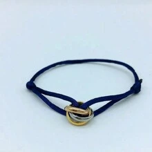 1pc Stainless Steel Three-Color Circle Braided Lucky Bracelet For Women Funky Jewelry Suitable For Daily Decoration - Hand Strap - View 2