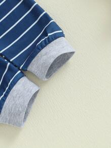 Baby Boy Easter Outfit Bunny Letter Print Romper Stripe Pants Hat 3 Pcs Set Spring Holiday Clothes - White - View 5