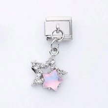 1PC Stainless Steel Italian Module Bracelet Components, With Colorful Stars, Butterflies, Bows, Flowers, And The Sun Pendant , DIY Making Jewelry For Bracelet Necklaces, Can Be Freely Matched With Different Styles - Italian Module - View 15