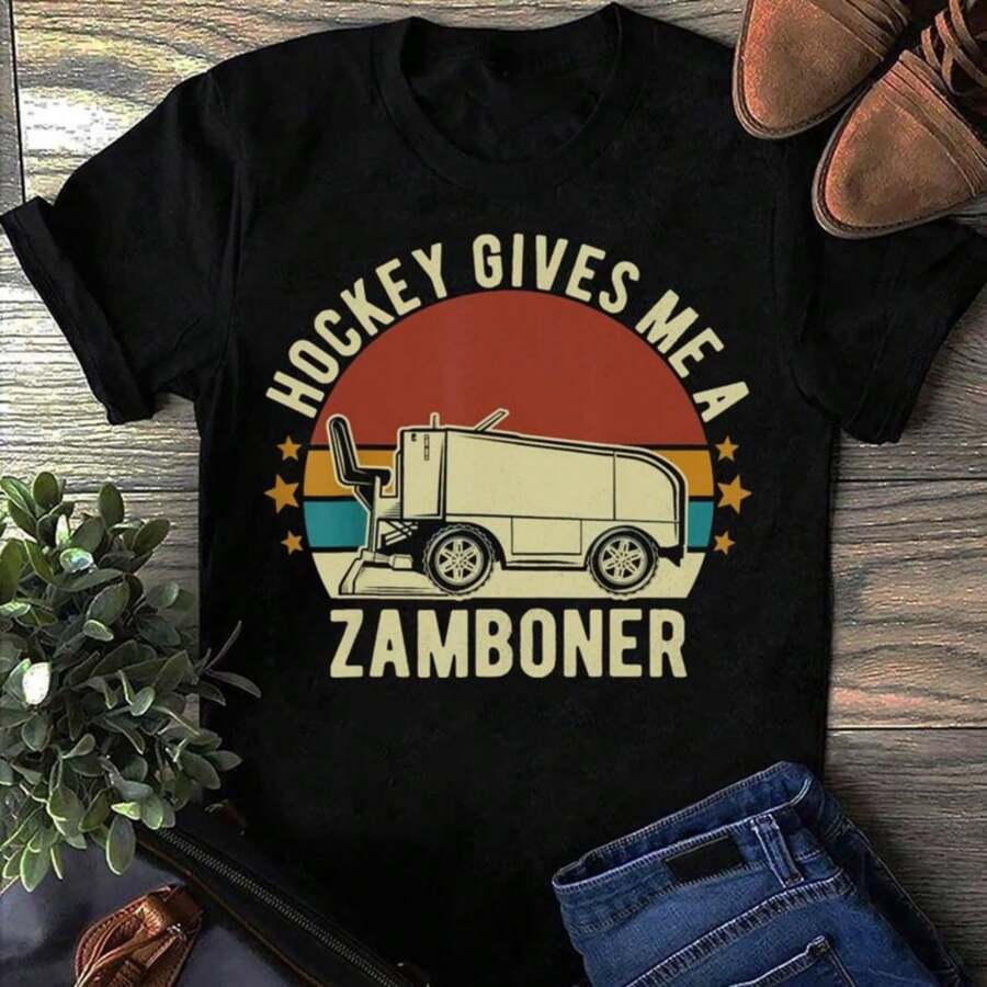 Hockey Gives Me A Zamboner Funny Hockey Fan Mens T Shirt - Ice Hockey Player - Hockey Lover - Shirt Hockey Player Gift Hockey - 黑色 - 查看 1
