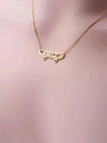 Custom Skateboard Name Necklace - Stainless Steel, Sports And Fashion Daily Decoration, Street Accessories