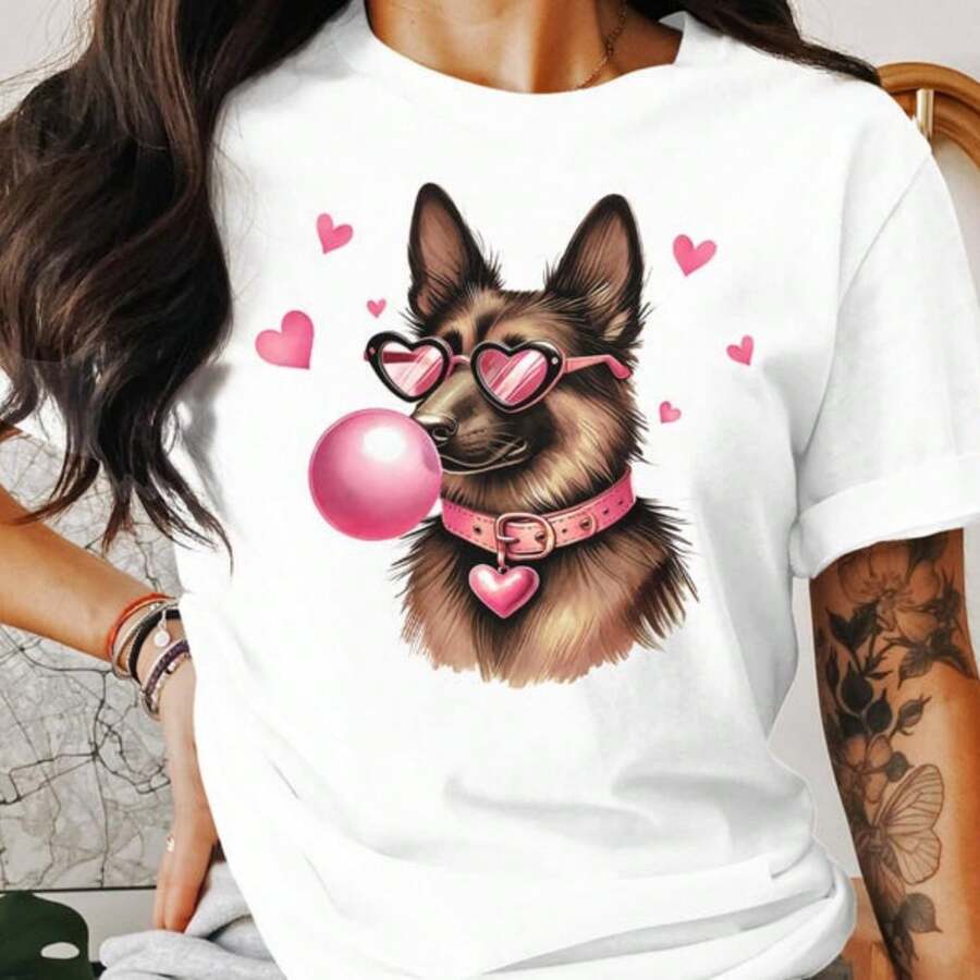 1 camiseta casual de algodón para mujer con estampado "Warn Me I'm Not Listening", mangas cortas, cuello redondo, tops de verano de punto
