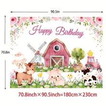 1pc Cartoon Farm Animal Barn Happy Birthday Photography Backdrop, Party Decorations, Home Decor, Indoor And Outdoor Decorations