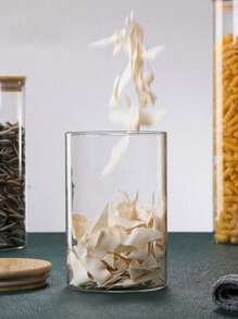 1/4 pezzi Vaso di vetro trasparente con coperchio in bambù, contenitore per tè, cereali, caffè e altri alimenti, accessori essenziali per la cucina e la scuola