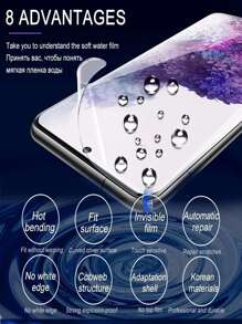 三片装全覆盖水凝胶屏幕保护膜，适用于三星 Galaxy、Redmi、荣耀等机型。易于粘贴，支持指纹解锁。软膜（非钢化玻璃） - 3件 - 查看 4