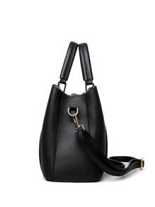 Bolsas de couro macio de marca de luxo para mulheres, designer, 3 camadas, ombro transversal, grande capacidade, bolsa de compras tipo carteiro, bolsa feminina casual para negócios, perfeita para escritório, negócios e trabalho - Preto - Ver 5