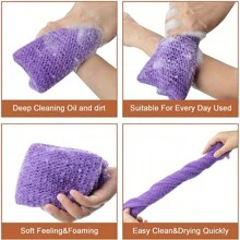 3 Pieces African Bath Sponge African Net Long Net Bath Sponge Exfoliating Shower Body Scrubber Back Scrubber Skin Smoother,Great For Daily Use (Blue,Purple,Brown)