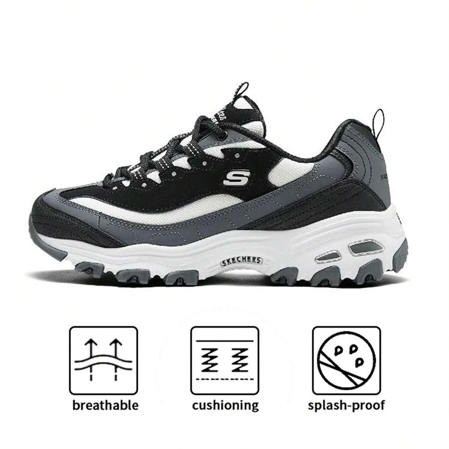 Skechers D'LITES系列休闲运动鞋，轻便减震熊猫图案运动鞋，款式150241-BKWG - 黑色/白色/灰色 - 查看 1