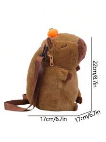 圣诞装饰水豚毛绒背包，可爱女孩背包，卡哇伊时尚毛绒手提包，毛绒单肩包，迷你背包，送女朋友的礼物，毛绒斜挎包，钱包，圣诞青蛙，毛绒青蛙，水豚礼物，水豚 - 棕色 - 查看 10