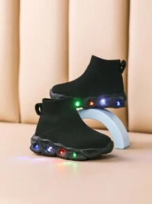 婴儿休闲柔软一脚蹬防滑 LED 多功能运动鞋，适合所有季节 - 黑色 - 查看 5