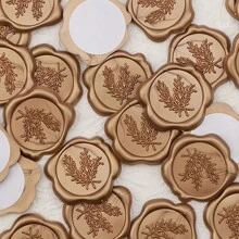 10/30pcs Eucalyptus Leafs Wax Seal Stickers Self-Adhesive Wedding Invitation Envelope Seal Golden Stickers For Decorating Wedding Invitations, Christmas, Gifts - Gold - View 9