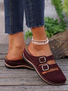 Zapatos de plataforma y cuña cerrados para mujer, de tacón cómodos, versátiles y con suela de hilo retorcido, fáciles de poner, adecuados para uso casual y al aire libre.