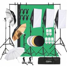 Photo Studio Photography Light Kit Umbrella Softbox Backdrops Stand W/Panel - 1 - Xem 9