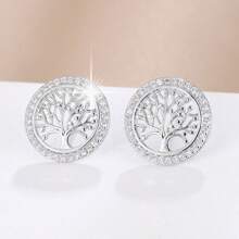 1 Pair Retro Elegant Tree Of Life Design Earrings, Versatile For Women - Earrings - View 6