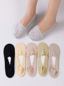 6 pares de calcetines invisibles tipo bote de mujer, con encaje estilo estrellado, de silicona antideslizante y cómodos, aptos para uso diario