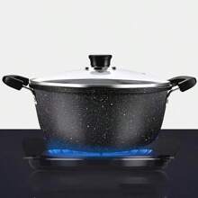 1pc Non-Stick Soup Pot With Lid, Large Capacity Non-Stick Pot, Dual-Use Stewing Pot And Frying Pan, Stockpot And Braiser, Compatible With Induction Cooktop And Gas Stove, Comes With Random Color Soup Ladle - Black - View 7