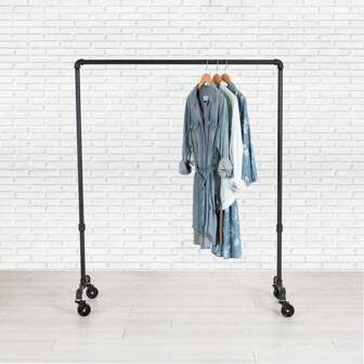 Industrial Pipe Rolling Clothing Rack By William Robert's Vintage - 36" Wide