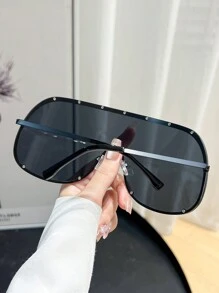 1 Pair Women's Rimless Oversized Wrap-Around Fashion Sunglasses, Beach Style, Suitable For Daily Wear And Matching With Sweaters, Jeans, Sweatpants, Hoodies, Jackets, Dresses And Long Sleeve Shirts - Multicolor - View 3