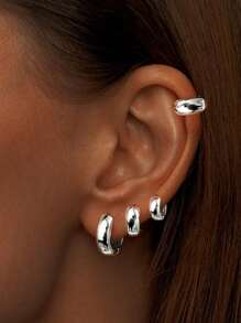 Trios Kit With Three Rounded And Smooth Rings Without Stones 18k Gold Plated 925 Silver Feminine Antiallergic Elegant And Durable