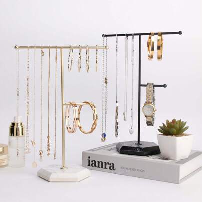 1pc Of Minimalist-Style Metal Jewelry Stand: Ideal For Displaying Bracelets, Necklaces, Watches And Other Accessories, And Also Serving As A Jewelry Box Or Jewelry Storage Organizer. Suitable For Women And Girls, It Is A Perfect Choice For Halloween Earrings, Necklaces, Rings And Wedding Accessories; It Also Works Well As Home Decoration And Bridesmaid Gifts, And Is An Ideal Pick For Valentine's Day.