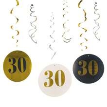 Numeric Spiral Pull Flags, Includes Digits 18/20/30/40/50, Suitable For Specific Birthday Party Decoration, Anniversary