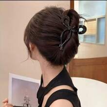 3pcs Plus Size Solid Color Hair Claw Clips With Bow, High Ponytail Bun Maker, Versatile & Suits All,Hair Accessories,Hair Jaw Clip,Hair Clutch Fall Winter Hair Clip For Vacation Outfits Woman - Multicolor - View 7