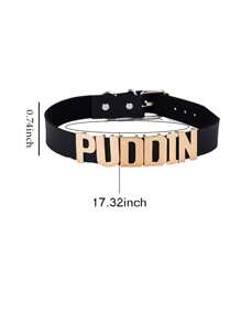 1 buc. Colier personalizat cu litere personalizate, piele PU, cu nume personalizat, joc de rol, colier cu litere selectate, bijuterii punk DIY, sinucidere, Halloween, colier din piele cu scrisoare PUDDIN