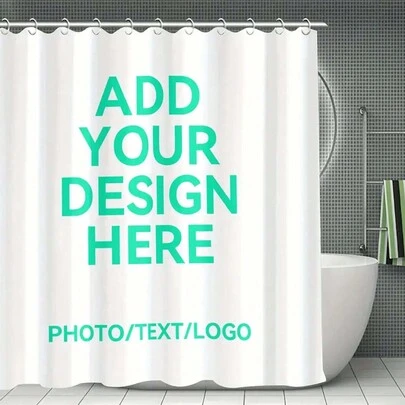 1pc Customizable Modern Stylish Shower Curtain With 12 Hooks - Waterproof Polyester Washable, Personalized Based On Your Own Design - Fits Any Bathroom Decor Shower Privacy | Fashionable Polyester Shower Curtain, All Season, Family Friend Images, Gift For Family, Friends, Women Valentine Gift Birthday Boyfriend Girlfriend Fall Decor Back To School, Multi-Functional, Durable, Ornamental, Reusable, Exquisite, Stylish, High-Quality, Unique, For Valentine's Day, For Weddings, For Housewarming