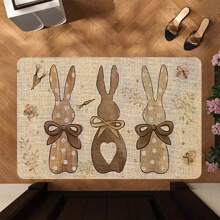 1/2 Set Easter Kitchen Rug - Cute Brown Easter Bunny Pattern, Non-Slip, Soft Washable Polyester Rug, Ideal For Bedside, Bedroom Entrance, Balcony Decor, Perfect Easter Decoration, Suitable For All Seasons - Multicolor - View 8