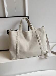 New Fashion Classic College Style Casual Multi-Pocket Large Capacity Dual Handle Shoulder Bag, Especially Warm. Suitable For Campus, Office, Daily Matching, Dates, Shopping, Outings, Gifts, And Other Occasions. Essential Item For College Women. - White - View 11