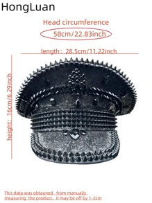 HongLuan 1 件工程师帽，由涤纶纤维制成，适用于船长/海军风格帽子、派对、单身派对、成人派对、女士派对、游轮派对、舞会派对、狂欢节、圣帕特里克节、四季 - 黑色 - 查看 2