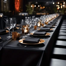 6/16pcs Black Polyester Napkins, Washable With Hemmed Edges, Suitable For Parties, Weddings, Banquets And Restaurants - Black - View 1